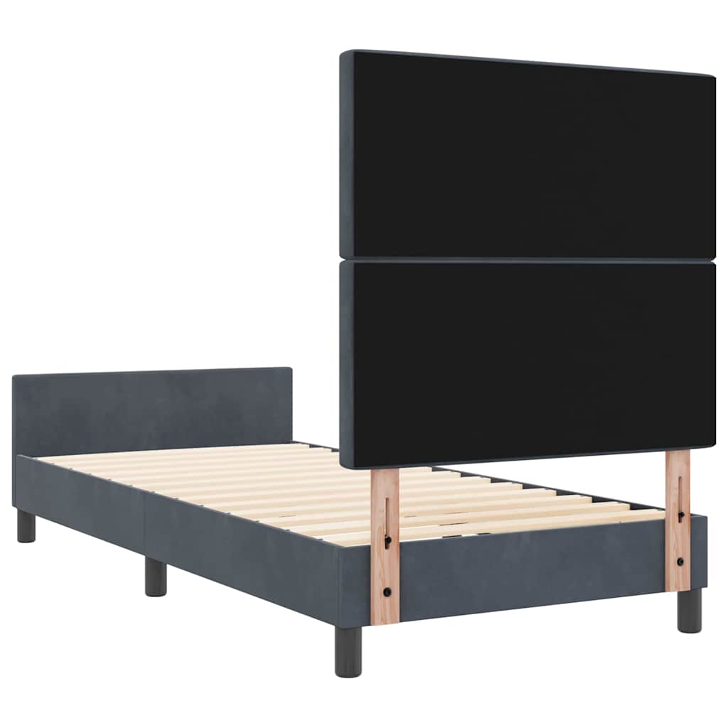 vidaXL Łóżko sprężynowe Z zagłówkiem ciemno szary 100 x 200 cm Aksamit