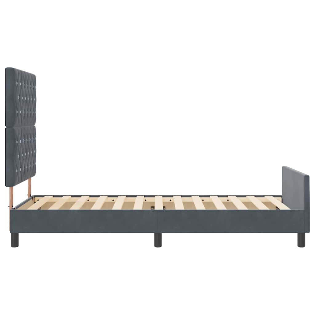 vidaXL Łóżko sprężynowe Z zagłówkiem ciemno szary 100 x 200 cm Aksamit