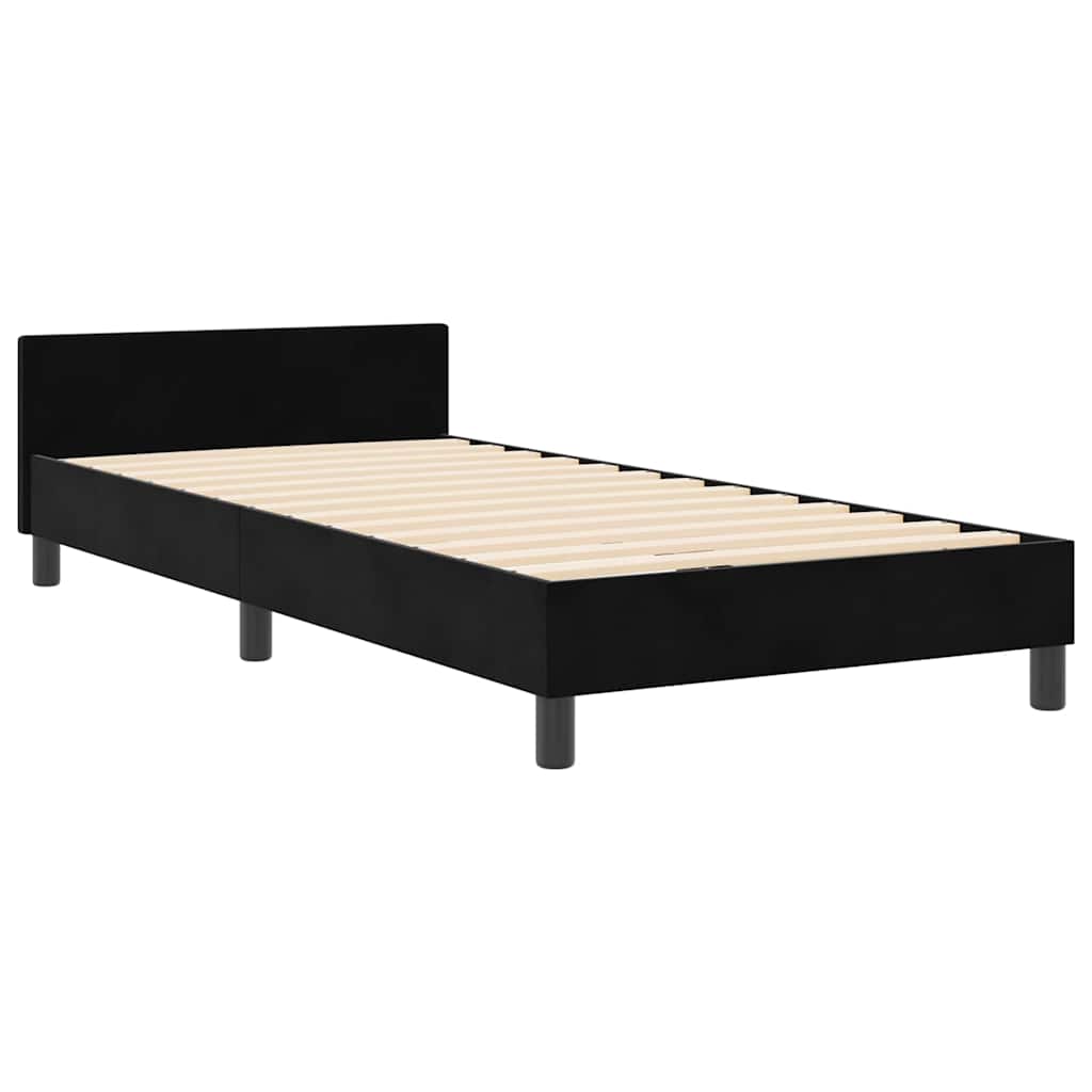 vidaXL Łóżko sprężynowe Z zagłówkiem Czarny 100 x 200 cm Aksamit