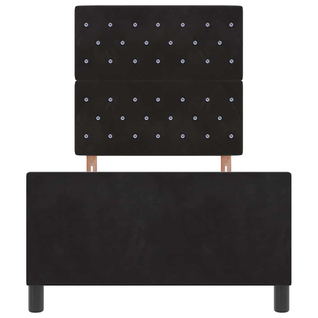 vidaXL Łóżko sprężynowe Z zagłówkiem Czarny 100 x 200 cm Aksamit