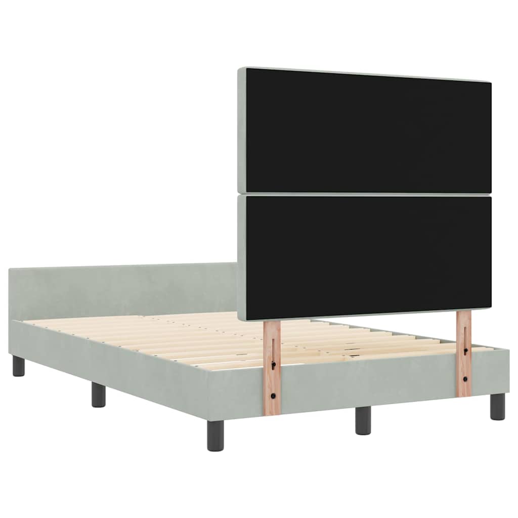 vidaXL Łóżko sprężynowe Z zagłówkiem Jasnoszary 120 x 200 cm Aksamit
