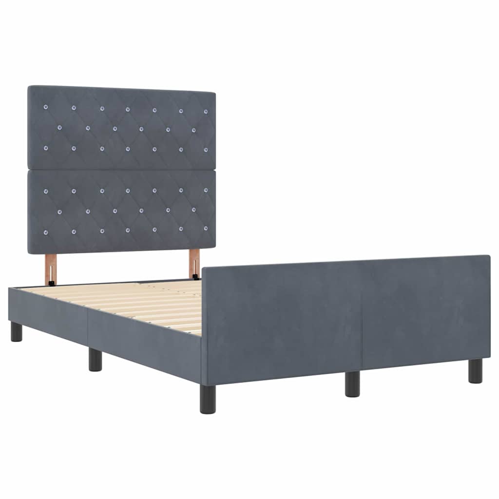 vidaXL Łóżko sprężynowe Z zagłówkiem ciemno szary 120 x 200 cm Aksamit