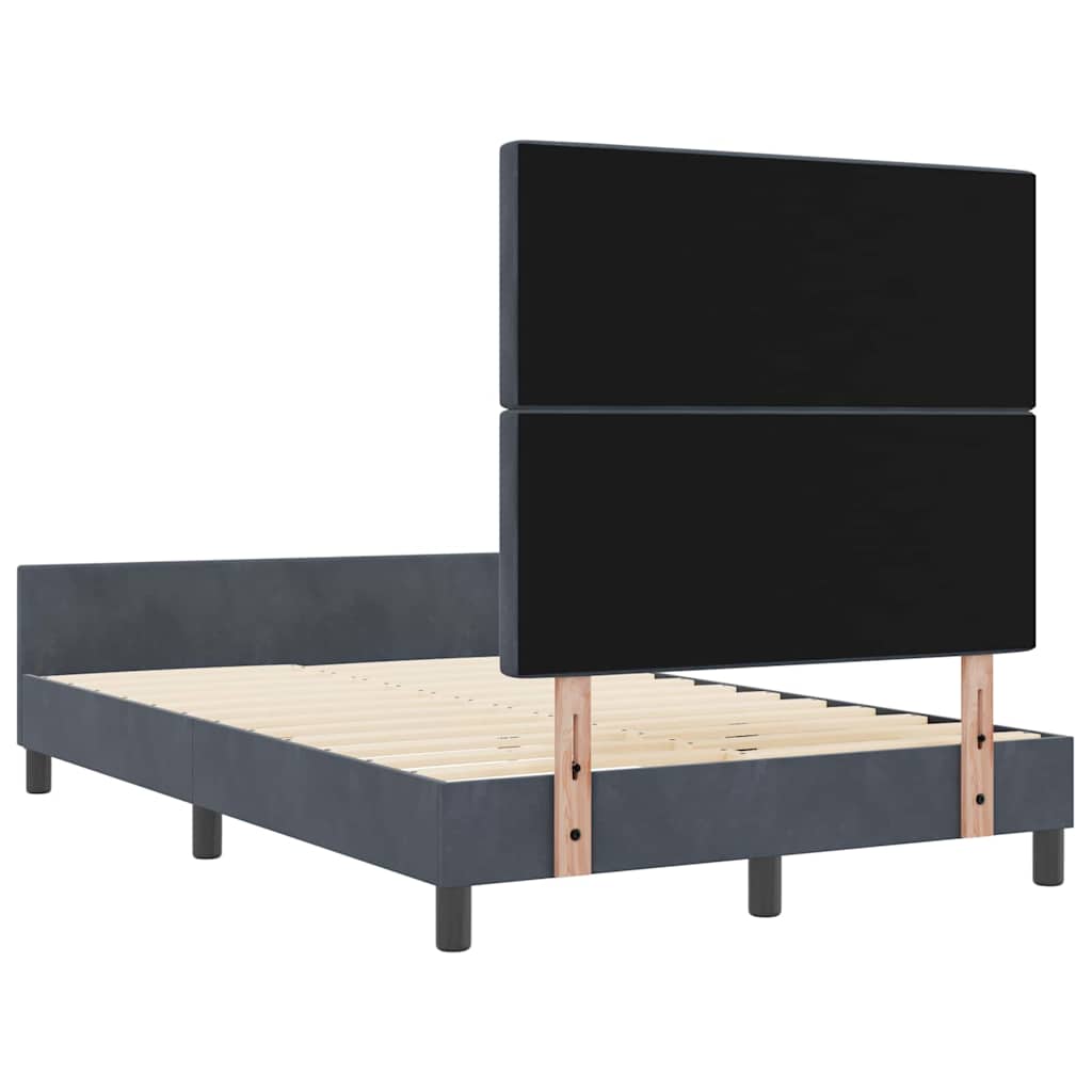 vidaXL Łóżko sprężynowe Z zagłówkiem ciemno szary 120 x 200 cm Aksamit