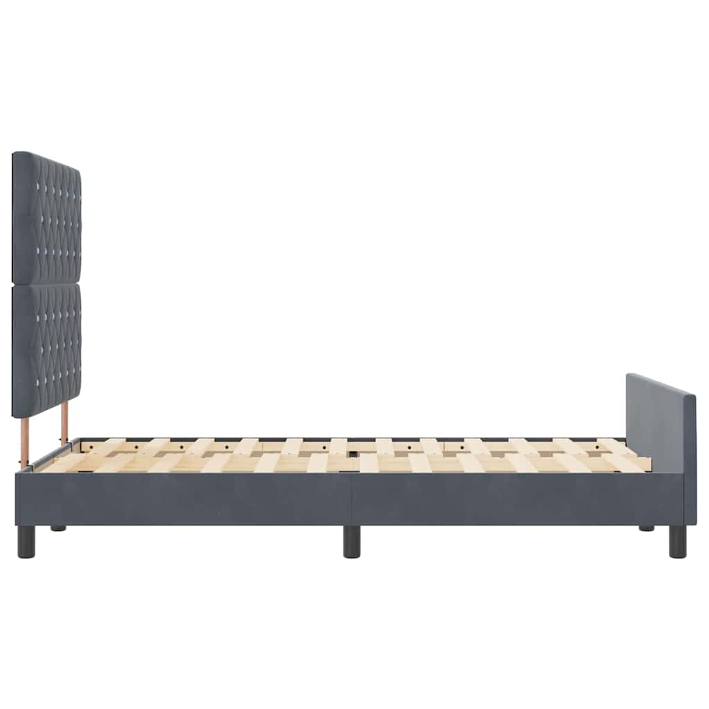 vidaXL Łóżko sprężynowe Z zagłówkiem ciemno szary 120 x 200 cm Aksamit
