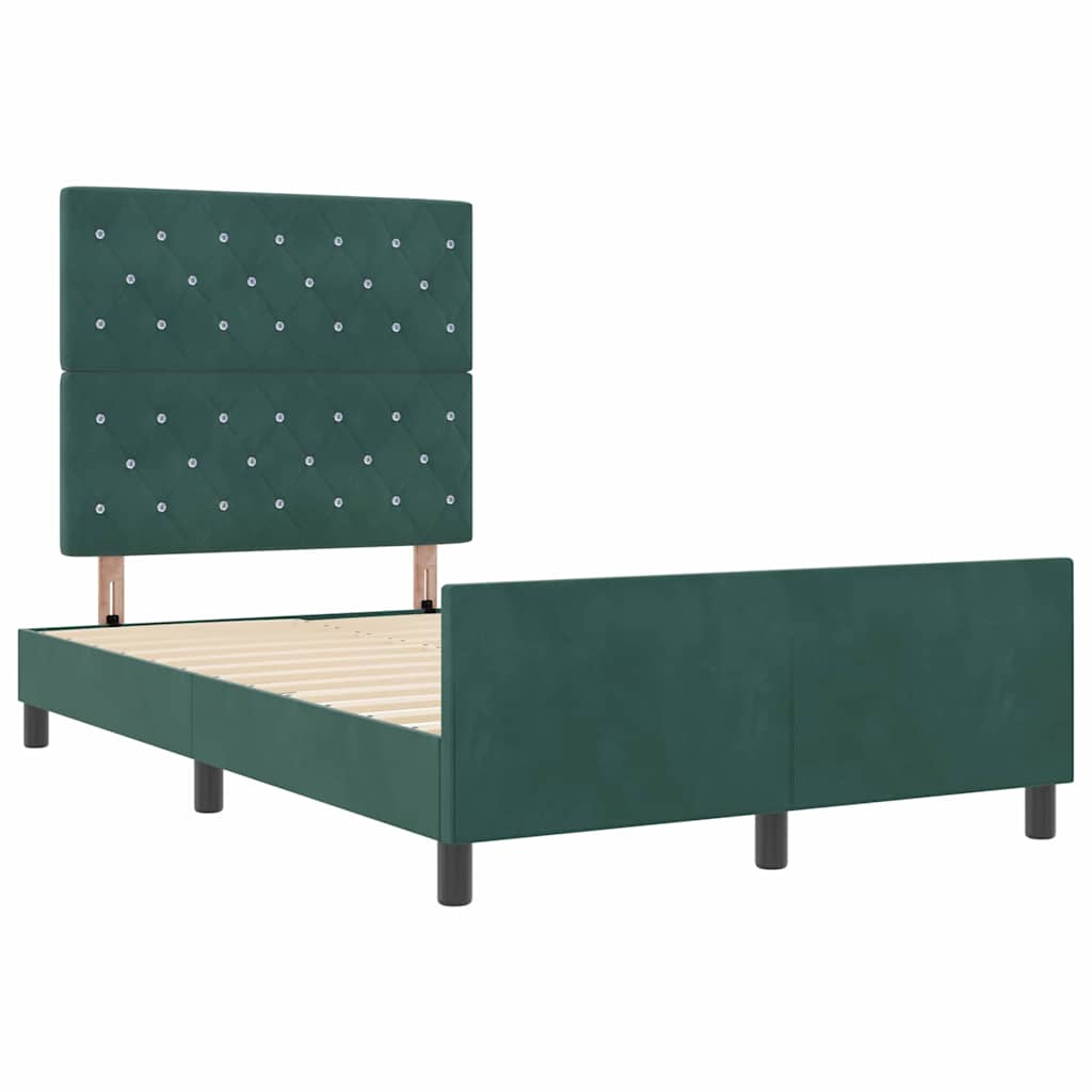 vidaXL Łóżko sprężynowe Ciemna zieleń 120 x 200 cm Aksamit
