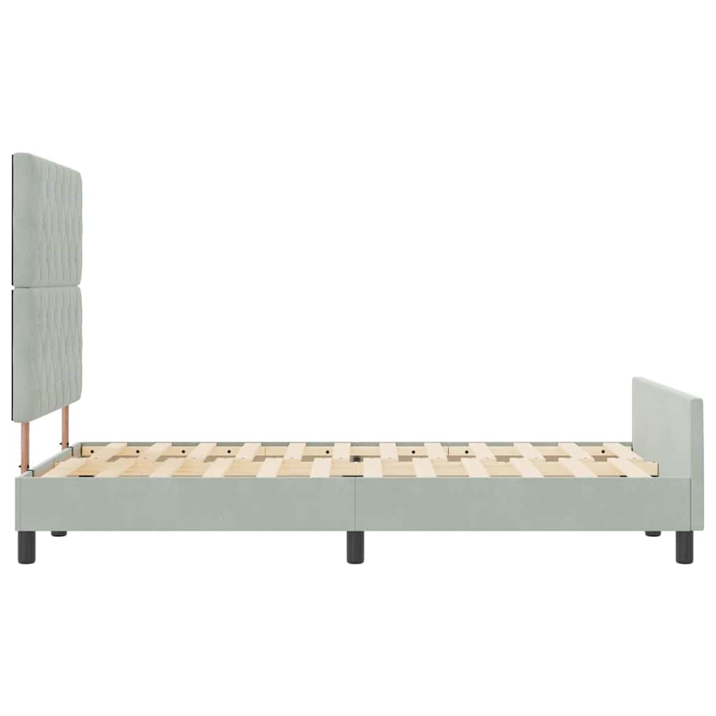 vidaXL Łóżko sprężynowe Z zagłówkiem Jasnoszary 120 x 200 cm Aksamit