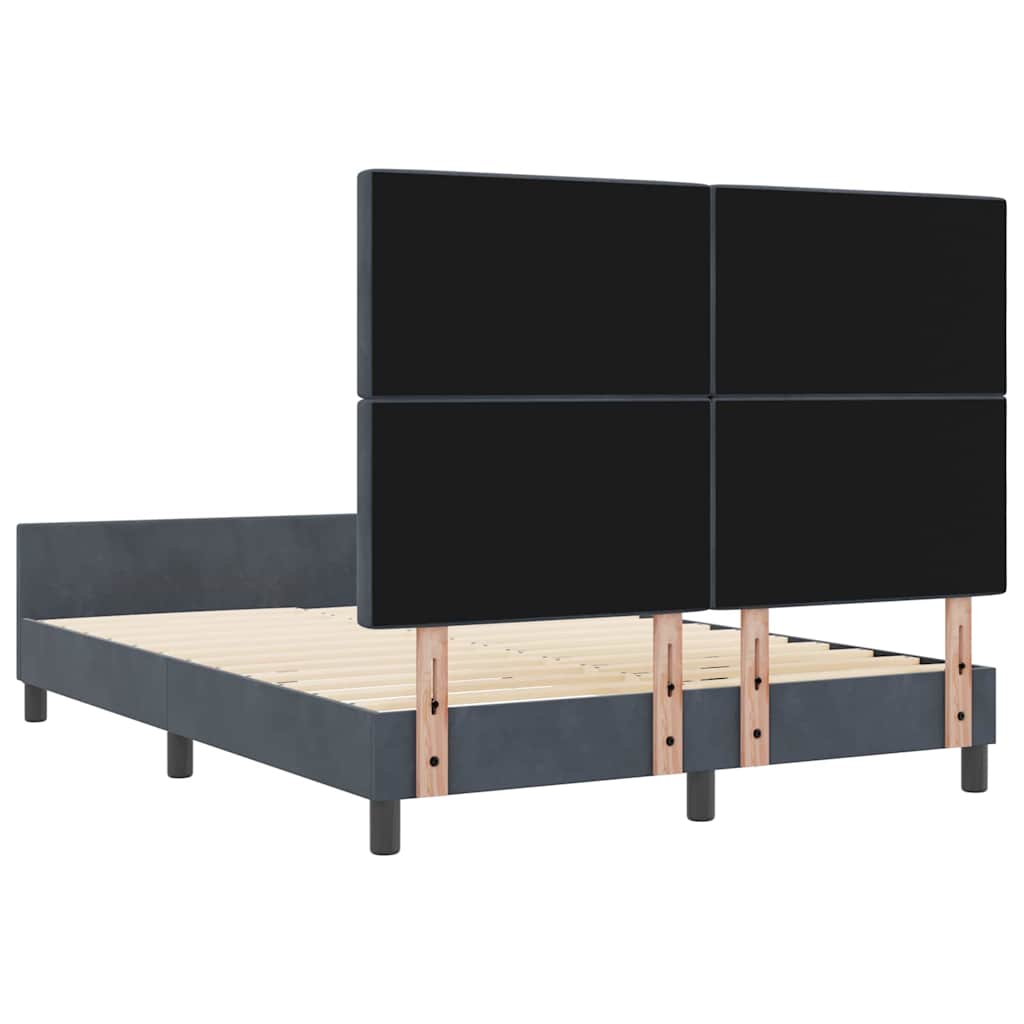 vidaXL Łóżko sprężynowe Z zagłówkiem ciemno szary 140 x 190 cm Aksamit