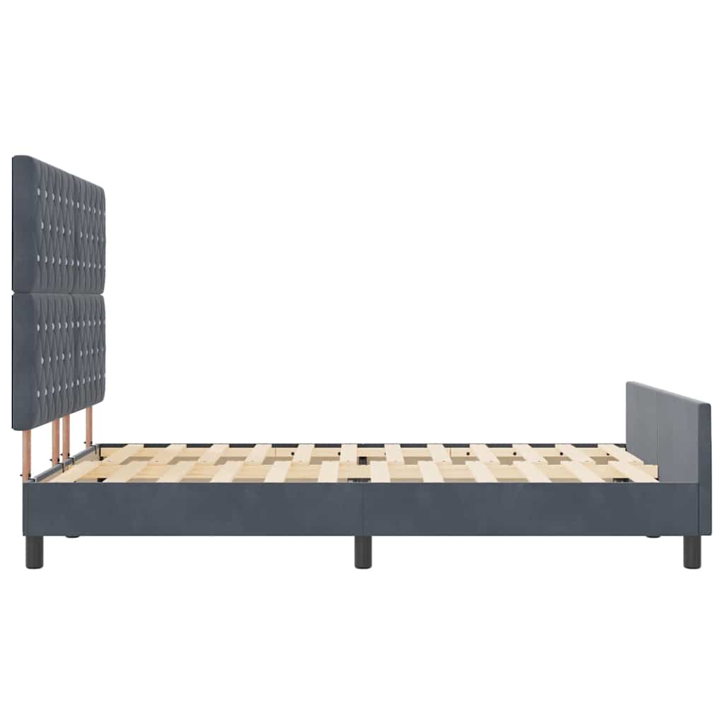 vidaXL Łóżko sprężynowe Z zagłówkiem ciemno szary 140 x 190 cm Aksamit