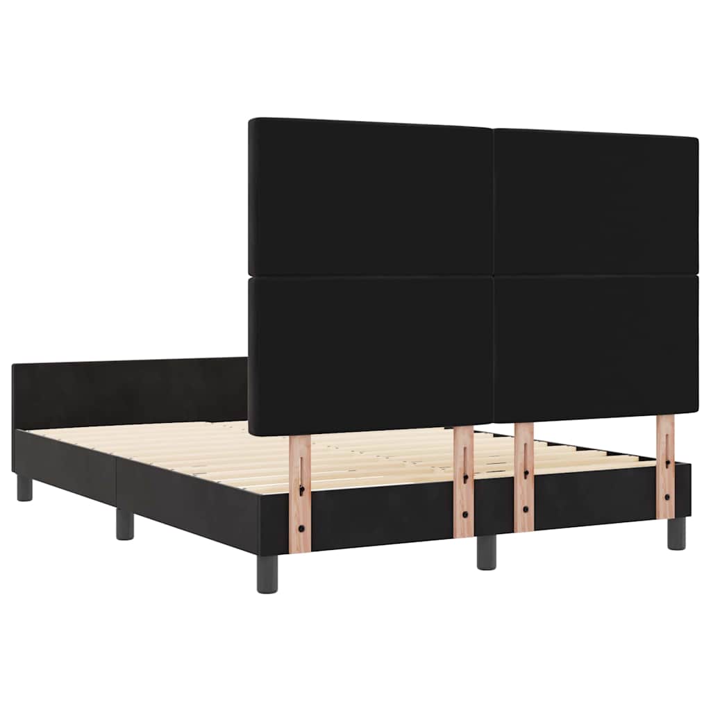 vidaXL Łóżko sprężynowe Z zagłówkiem Czarny 140 x 190 cm Aksamit