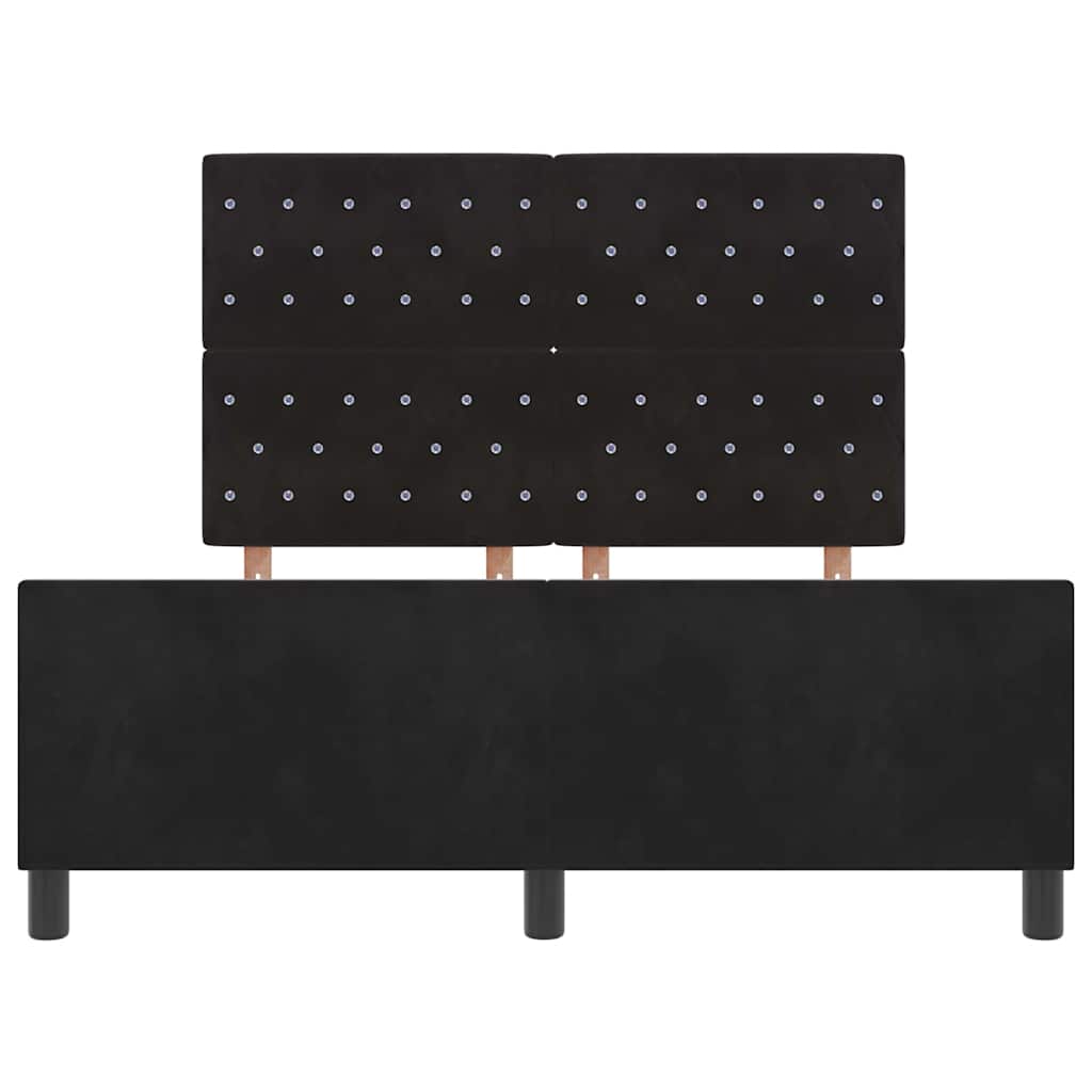 vidaXL Łóżko sprężynowe Z zagłówkiem Czarny 140 x 190 cm Aksamit