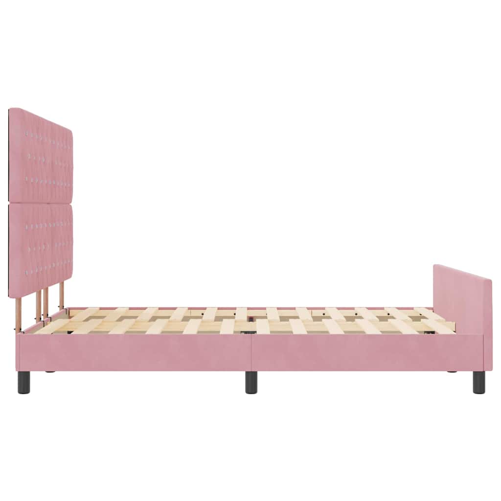vidaXL Łóżko sprężynowe Z zagłówkiem Różowy 140 x 190 cm Aksamit