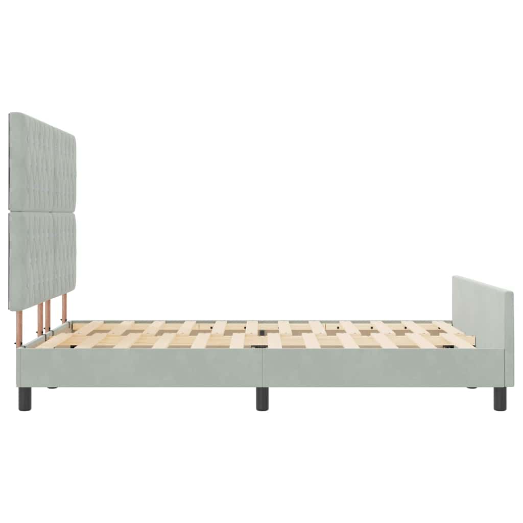 vidaXL Łóżko sprężynowe Z zagłówkiem Jasnoszary 140 x 200 cm Aksamit