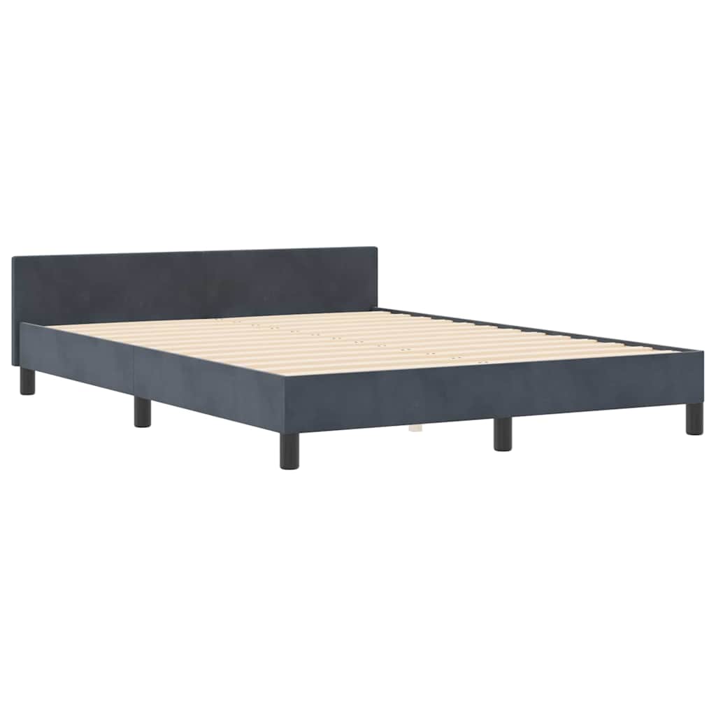 vidaXL Łóżko sprężynowe Z zagłówkiem ciemno szary 140 x 200 cm Aksamit