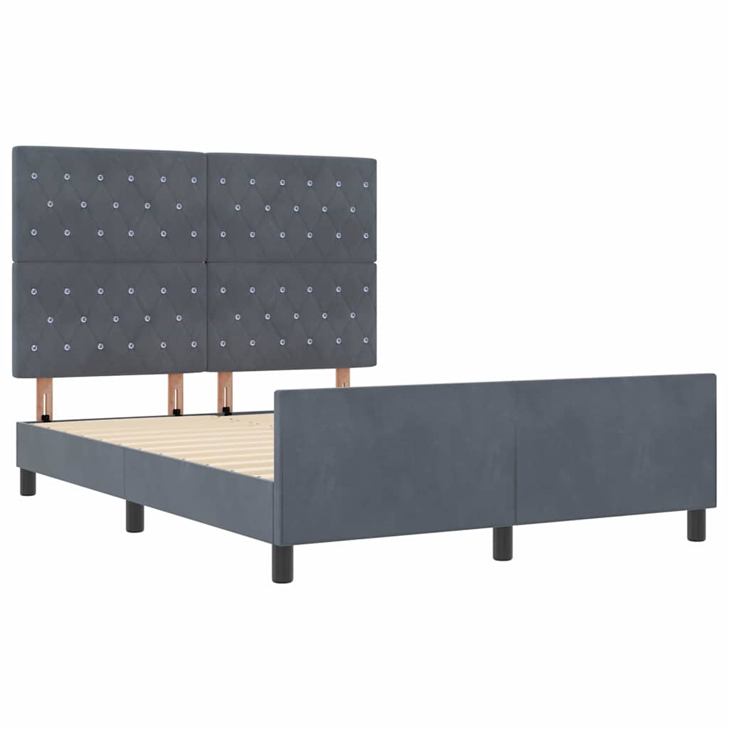 vidaXL Łóżko sprężynowe Z zagłówkiem ciemno szary 140 x 200 cm Aksamit