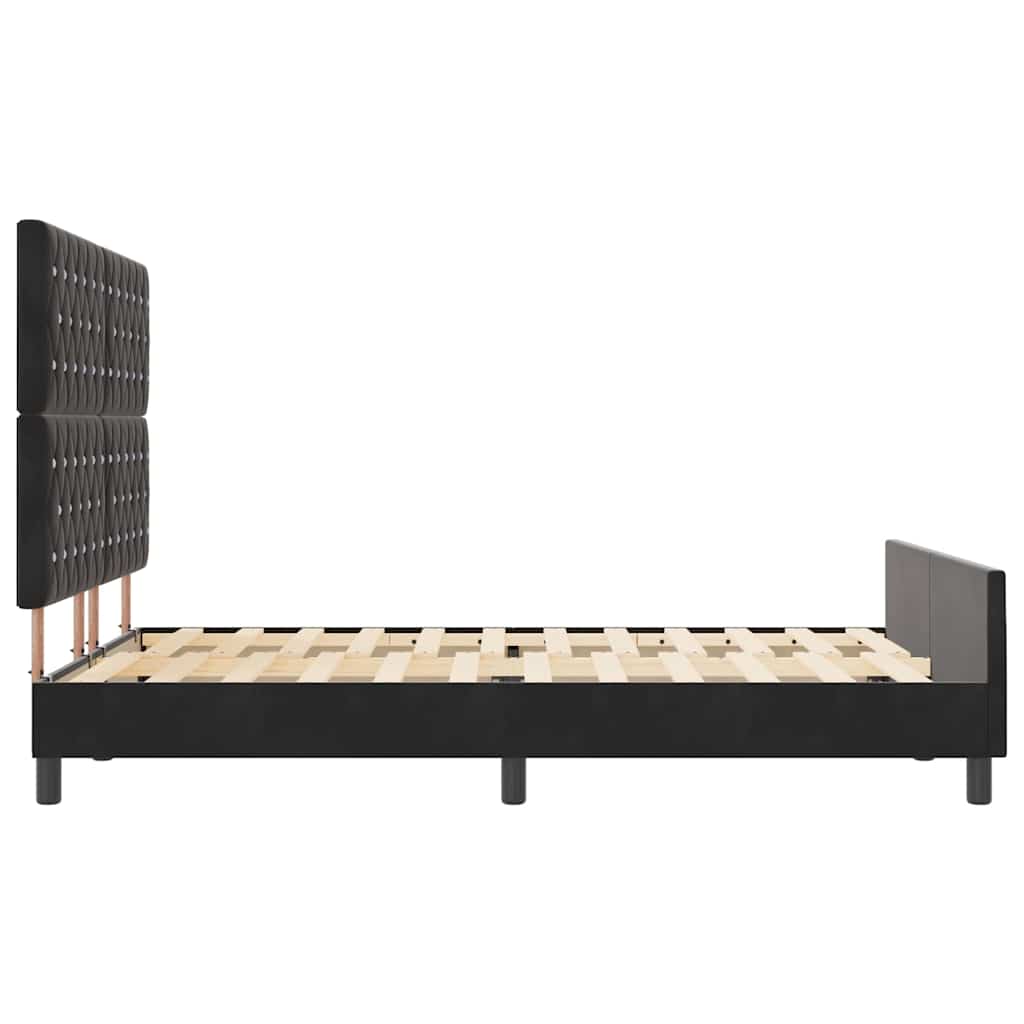 vidaXL Łóżko sprężynowe Z zagłówkiem Czarny 140 x 200 cm Aksamit