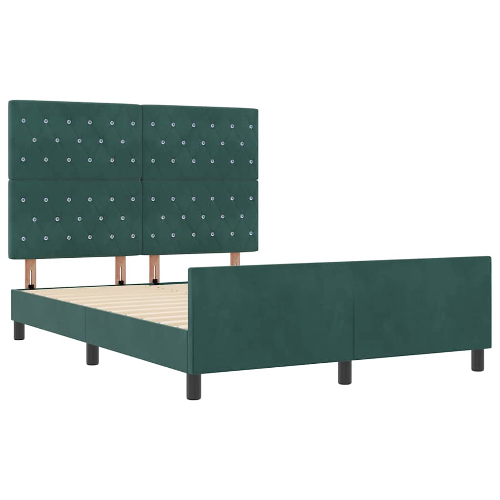 vidaXL Łóżko sprężynowe Ciemna zieleń 160 x 200 cm Aksamit