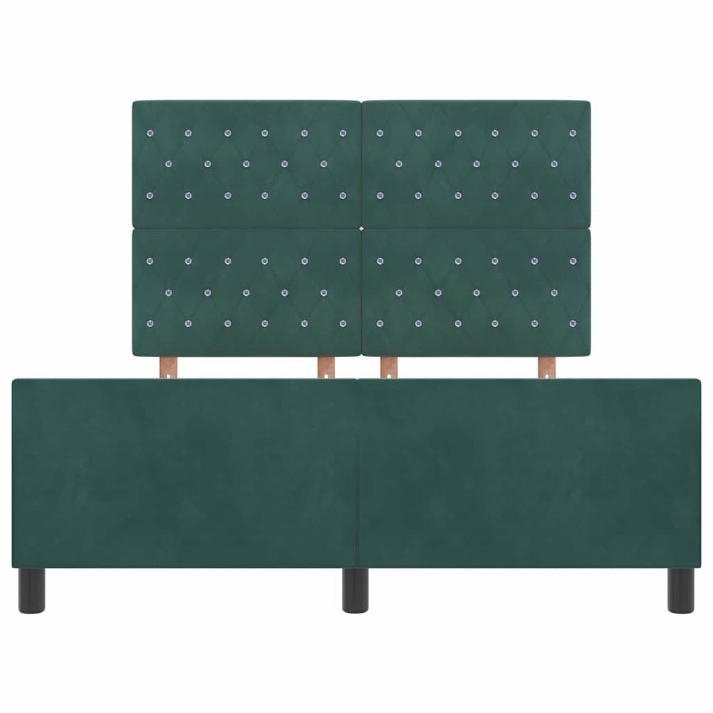 vidaXL Łóżko sprężynowe Ciemna zieleń 160 x 200 cm Aksamit