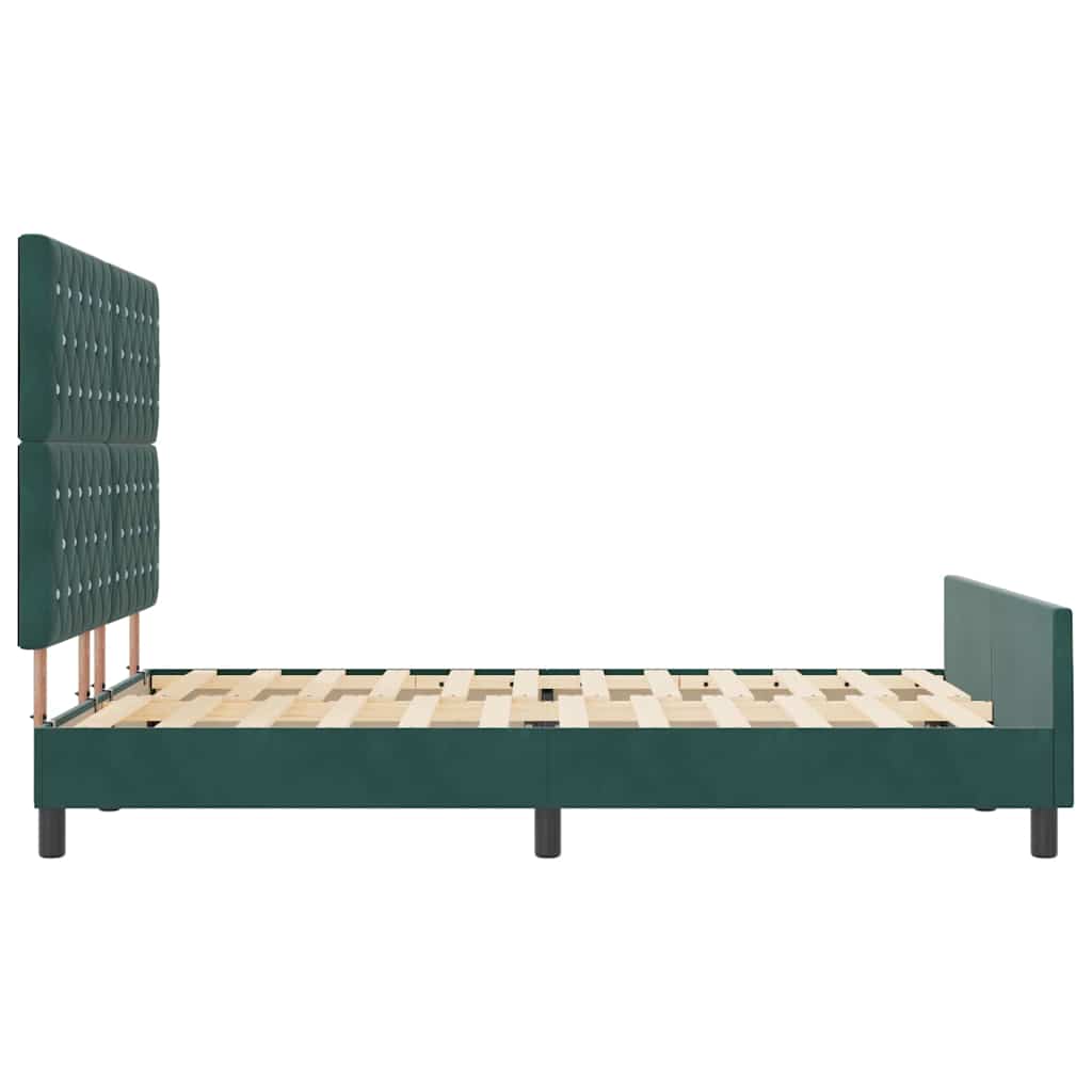 vidaXL Łóżko sprężynowe Ciemna zieleń 160 x 200 cm Aksamit