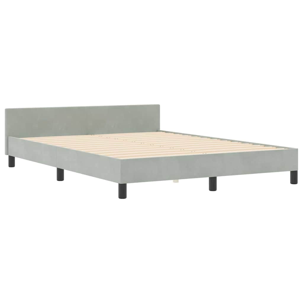 vidaXL Łóżko sprężynowe Z zagłówkiem Jasnoszary 180 x 200 cm Aksamit