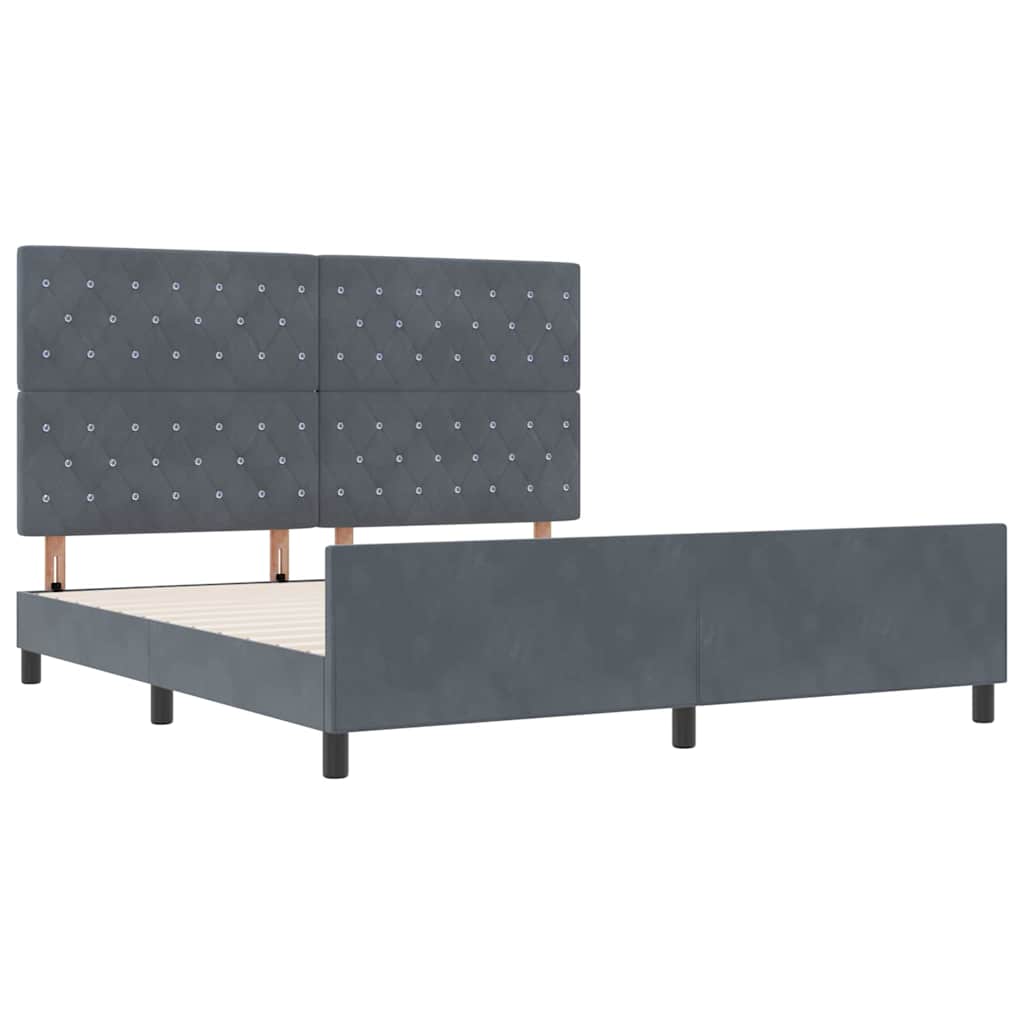 vidaXL Łóżko sprężynowe Z zagłówkiem ciemno szary 180 x 200 cm Aksamit