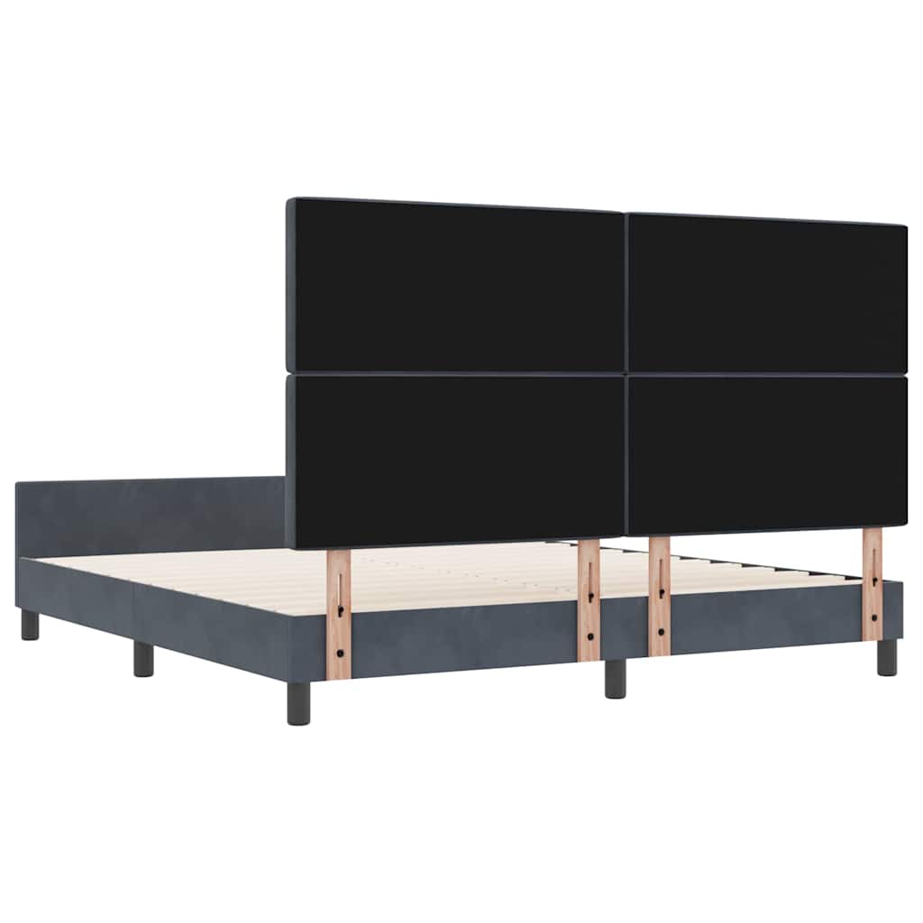 vidaXL Łóżko sprężynowe Z zagłówkiem ciemno szary 180 x 200 cm Aksamit