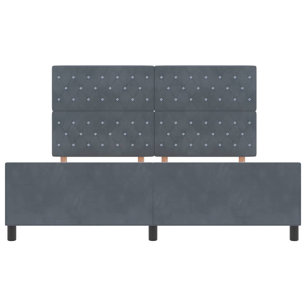vidaXL Łóżko sprężynowe Z zagłówkiem ciemno szary 180 x 200 cm Aksamit