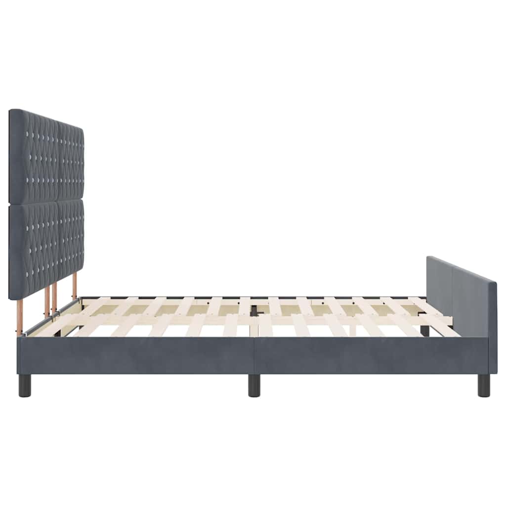 vidaXL Łóżko sprężynowe Z zagłówkiem ciemno szary 180 x 200 cm Aksamit