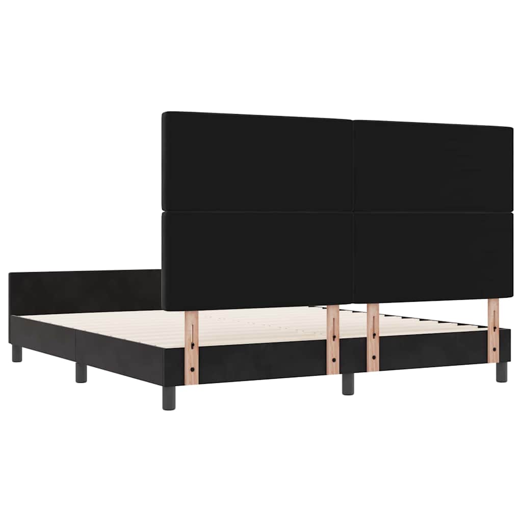vidaXL Łóżko sprężynowe Z zagłówkiem Czarny 180 x 200 cm Aksamit