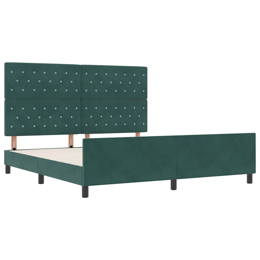 vidaXL Łóżko sprężynowe Ciemna zieleń 180 x 200 cm Aksamit