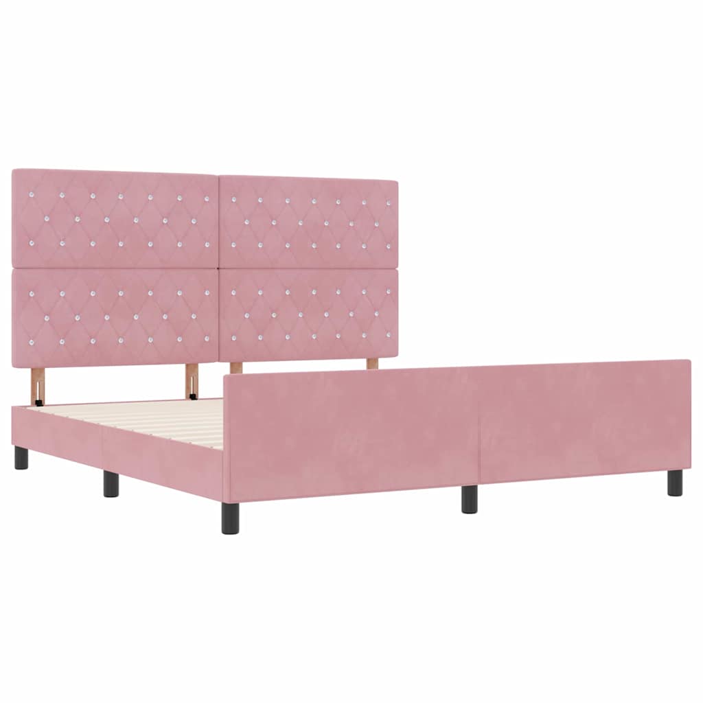 vidaXL Łóżko sprężynowe Z zagłówkiem Różowy 180 x 200 cm Aksamit