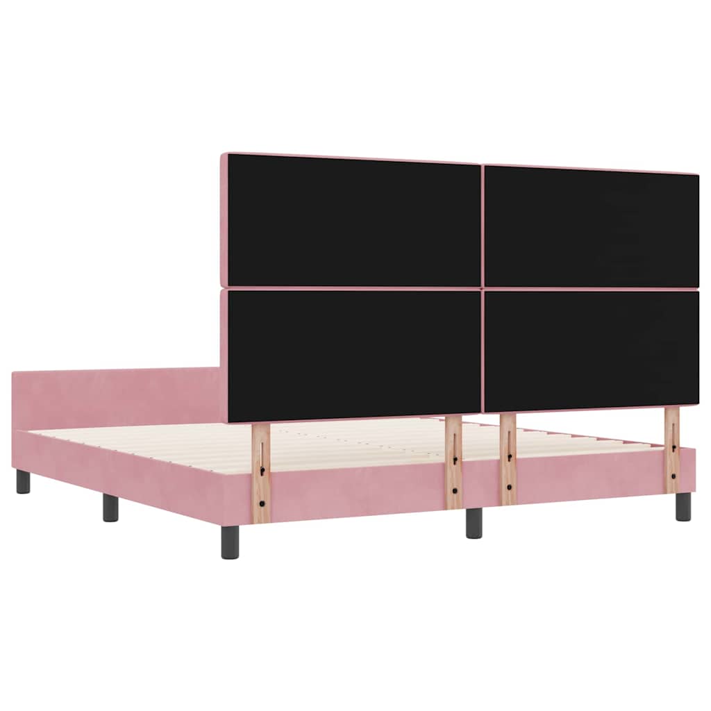 vidaXL Łóżko sprężynowe Z zagłówkiem Różowy 180 x 200 cm Aksamit