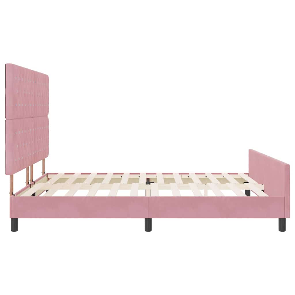 vidaXL Łóżko sprężynowe Z zagłówkiem Różowy 180 x 200 cm Aksamit