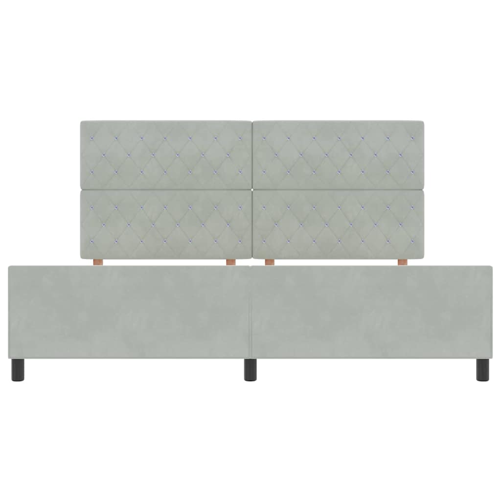 vidaXL Łóżko sprężynowe Z zagłówkiem Jasnoszary 200 x 200 cm Aksamit