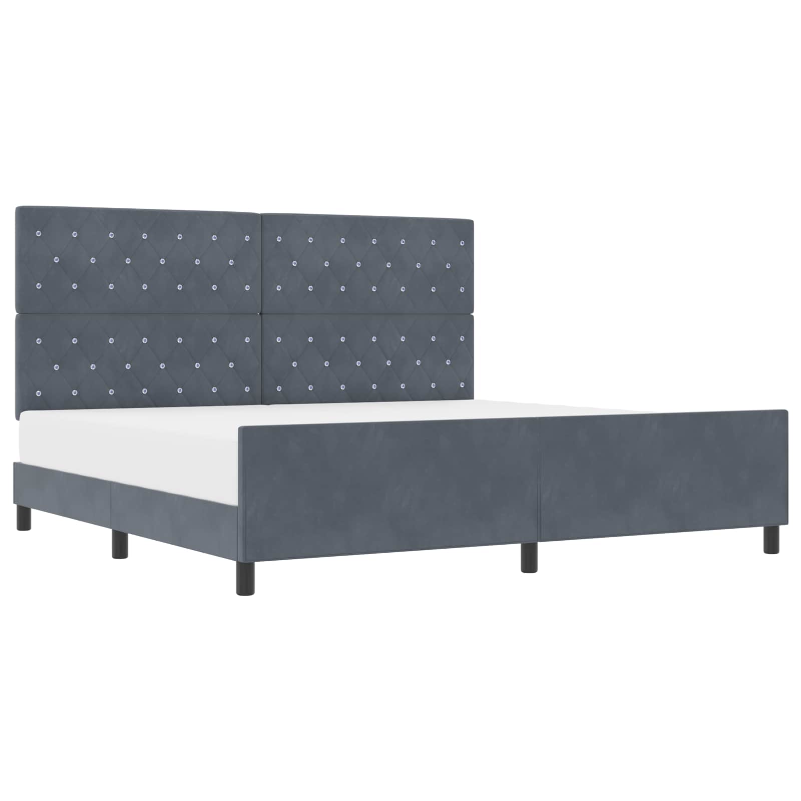 vidaXL Łóżko sprężynowe Z zagłówkiem ciemno szary 200 x 200 cm Aksamit
