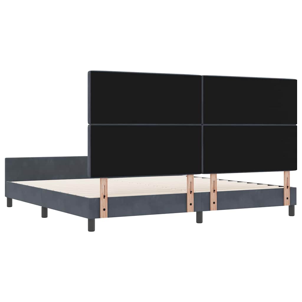 vidaXL Łóżko sprężynowe Z zagłówkiem ciemno szary 200 x 200 cm Aksamit