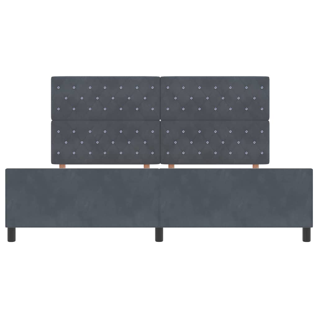 vidaXL Łóżko sprężynowe Z zagłówkiem ciemno szary 200 x 200 cm Aksamit