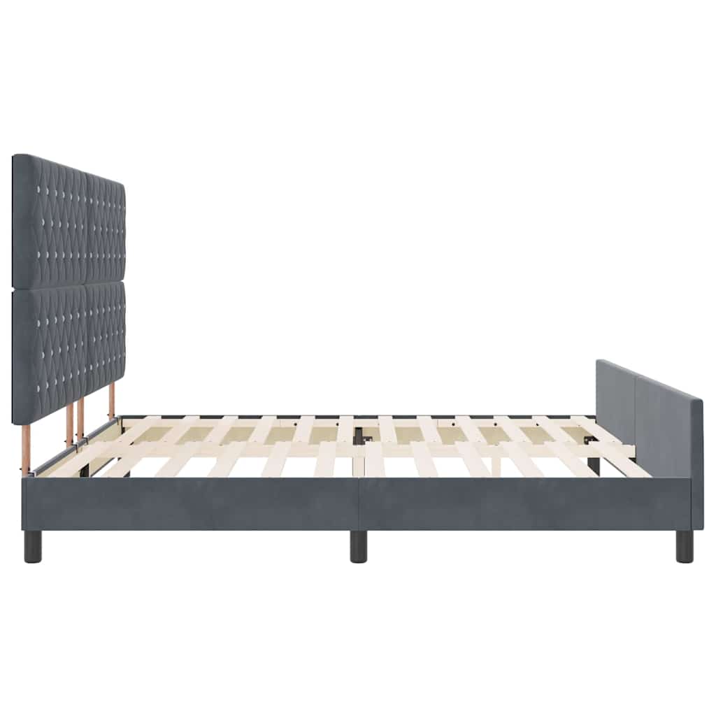 vidaXL Łóżko sprężynowe Z zagłówkiem ciemno szary 200 x 200 cm Aksamit