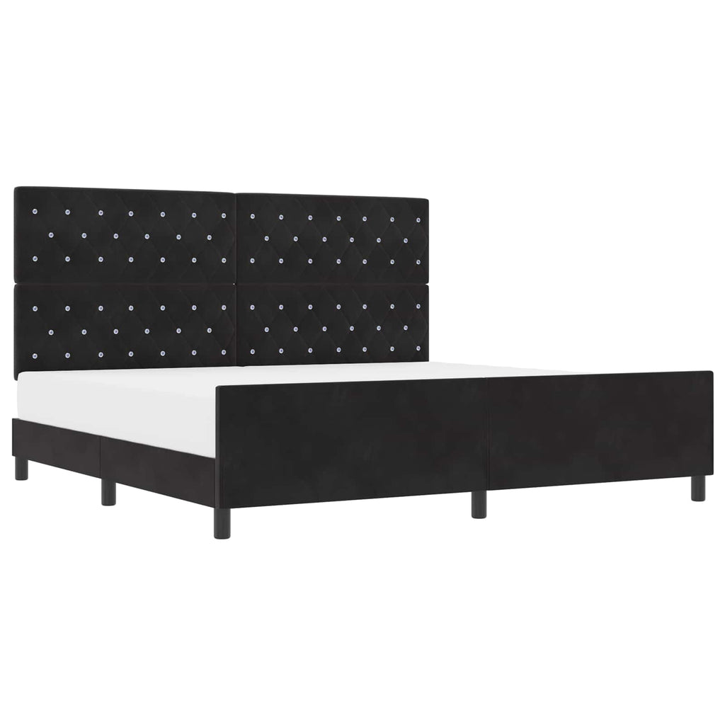 vidaXL Łóżko sprężynowe Z zagłówkiem Czarny 200 x 200 cm Aksamit