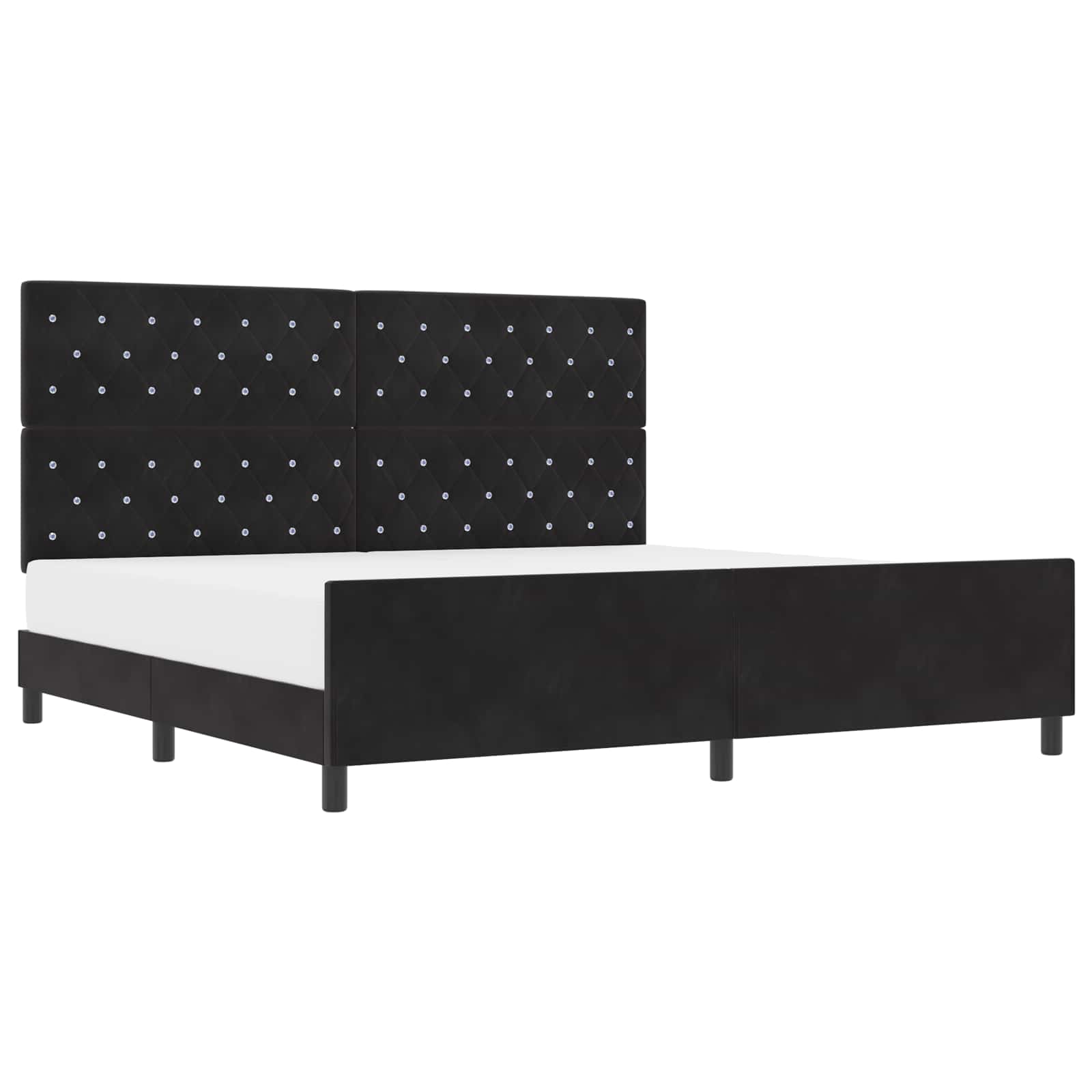 vidaXL Łóżko sprężynowe Z zagłówkiem Czarny 200 x 200 cm Aksamit