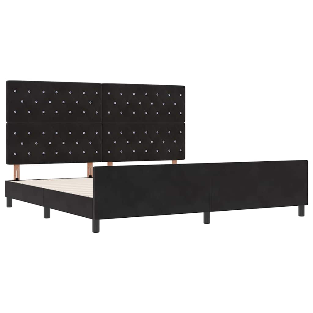 vidaXL Łóżko sprężynowe Z zagłówkiem Czarny 200 x 200 cm Aksamit
