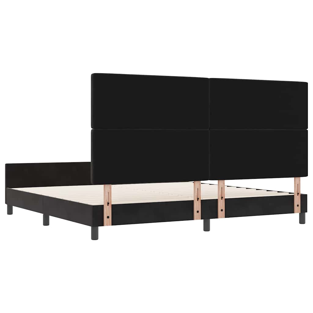 vidaXL Łóżko sprężynowe Z zagłówkiem Czarny 200 x 200 cm Aksamit