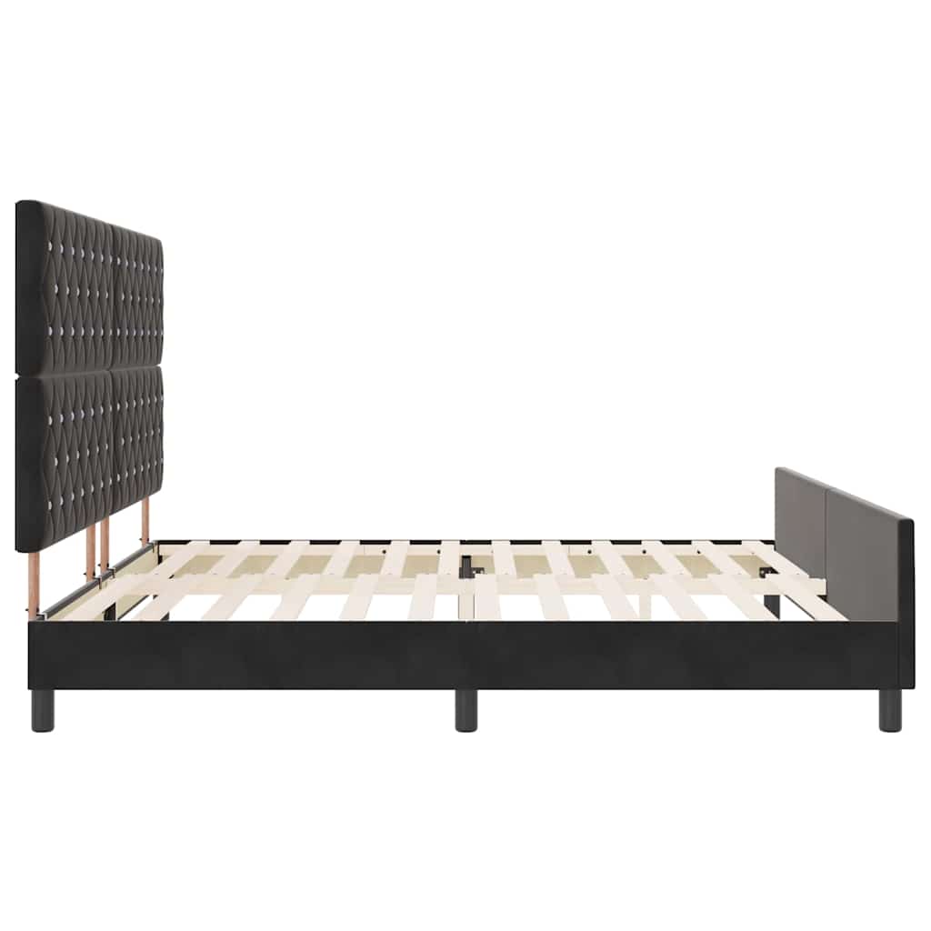vidaXL Łóżko sprężynowe Z zagłówkiem Czarny 200 x 200 cm Aksamit