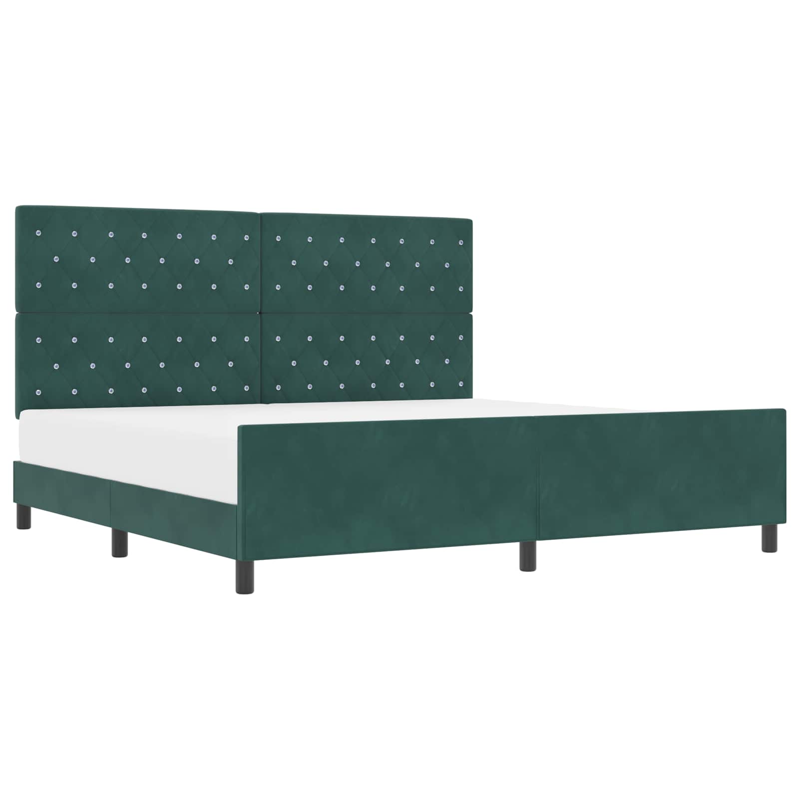 vidaXL Łóżko sprężynowe Ciemna zieleń 200 x 200 cm Aksamit