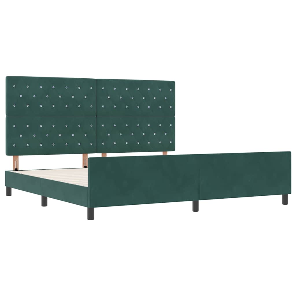 vidaXL Łóżko sprężynowe Ciemna zieleń 200 x 200 cm Aksamit