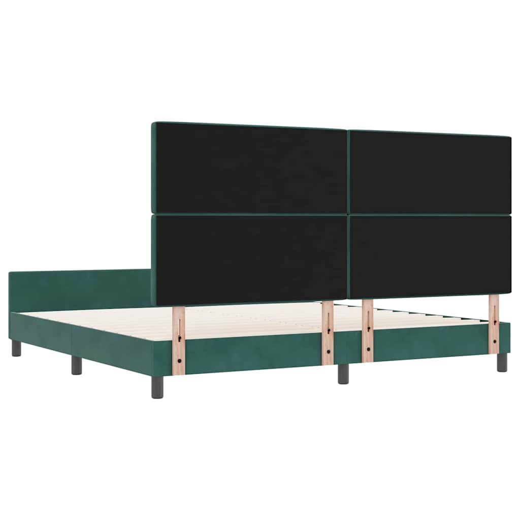 vidaXL Łóżko sprężynowe Ciemna zieleń 200 x 200 cm Aksamit