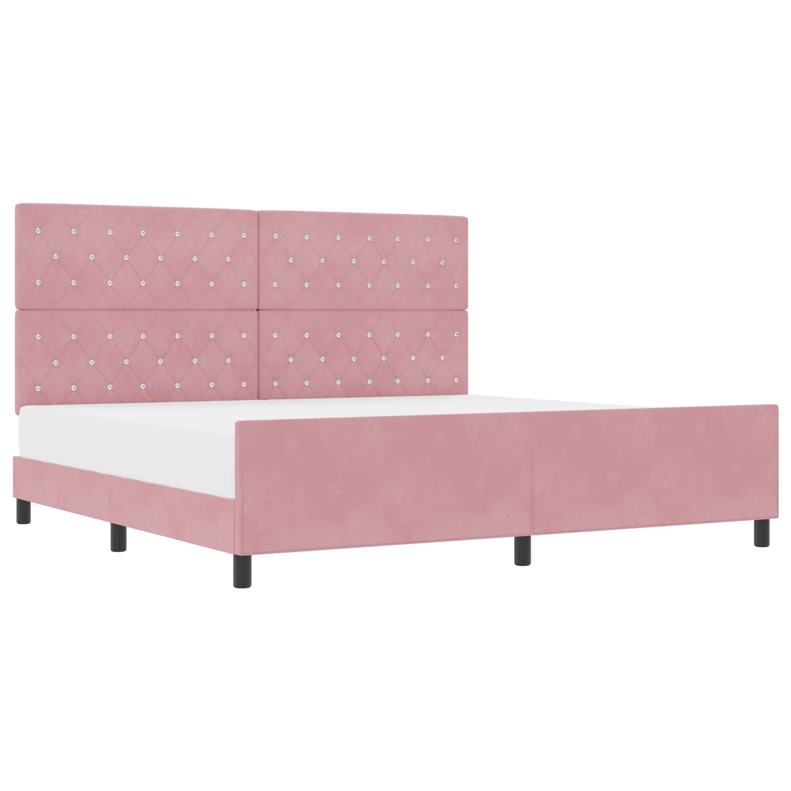 vidaXL Łóżko sprężynowe Z zagłówkiem Różowy 200 x 200 cm Aksamit
