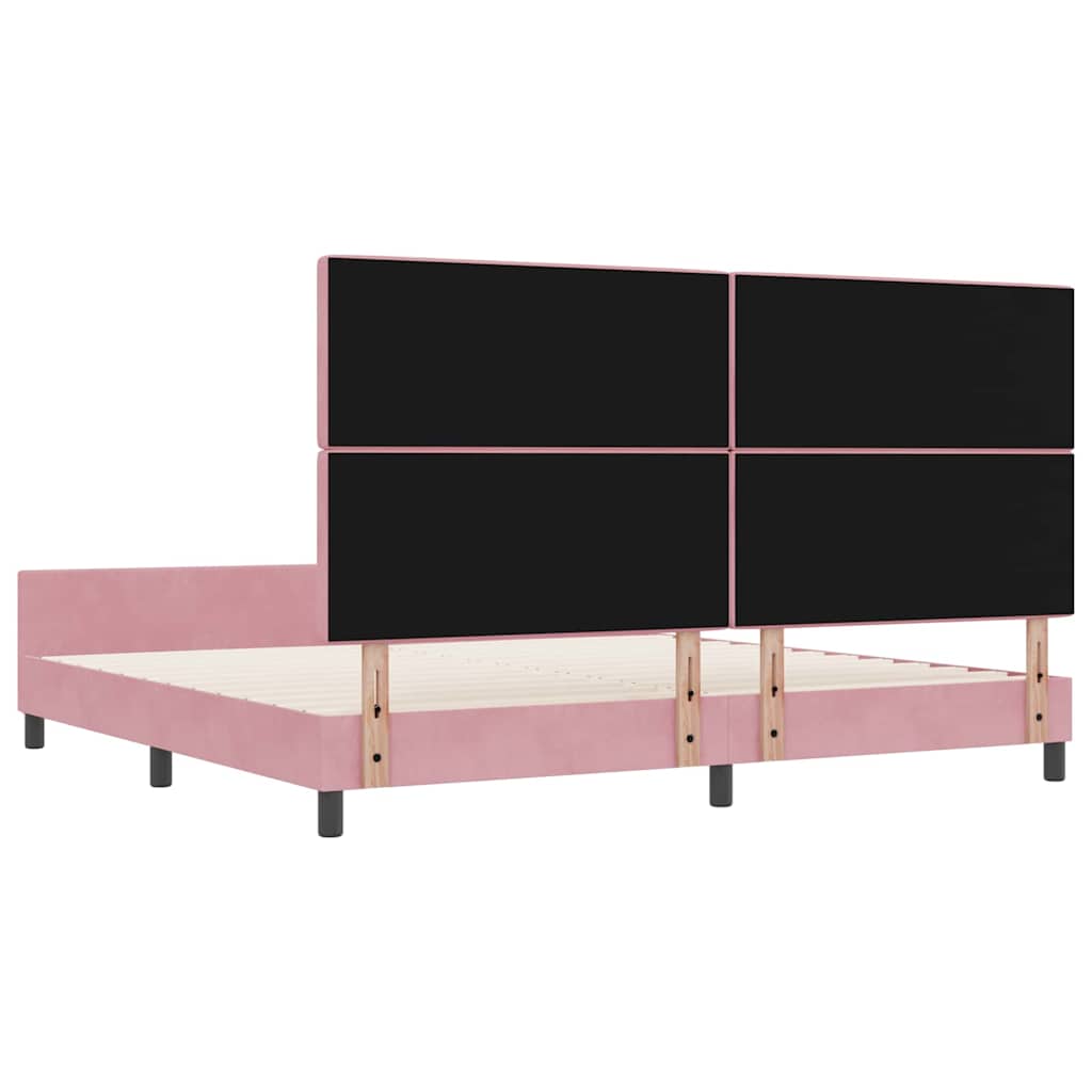 vidaXL Łóżko sprężynowe Z zagłówkiem Różowy 200 x 200 cm Aksamit