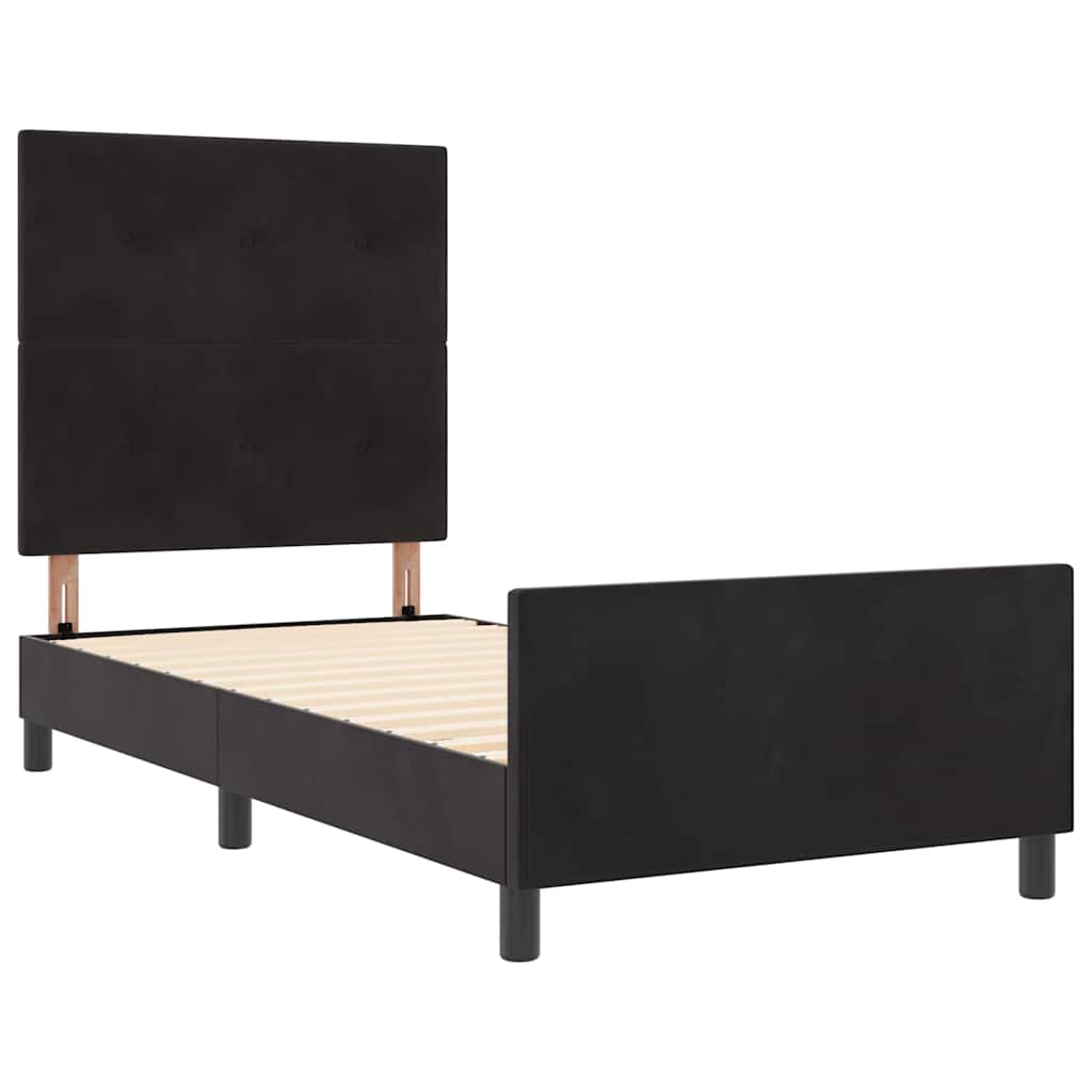 vidaXL Łóżko sprężynowe Z zagłówkiem Czarny 80 x 200 cm Aksamit