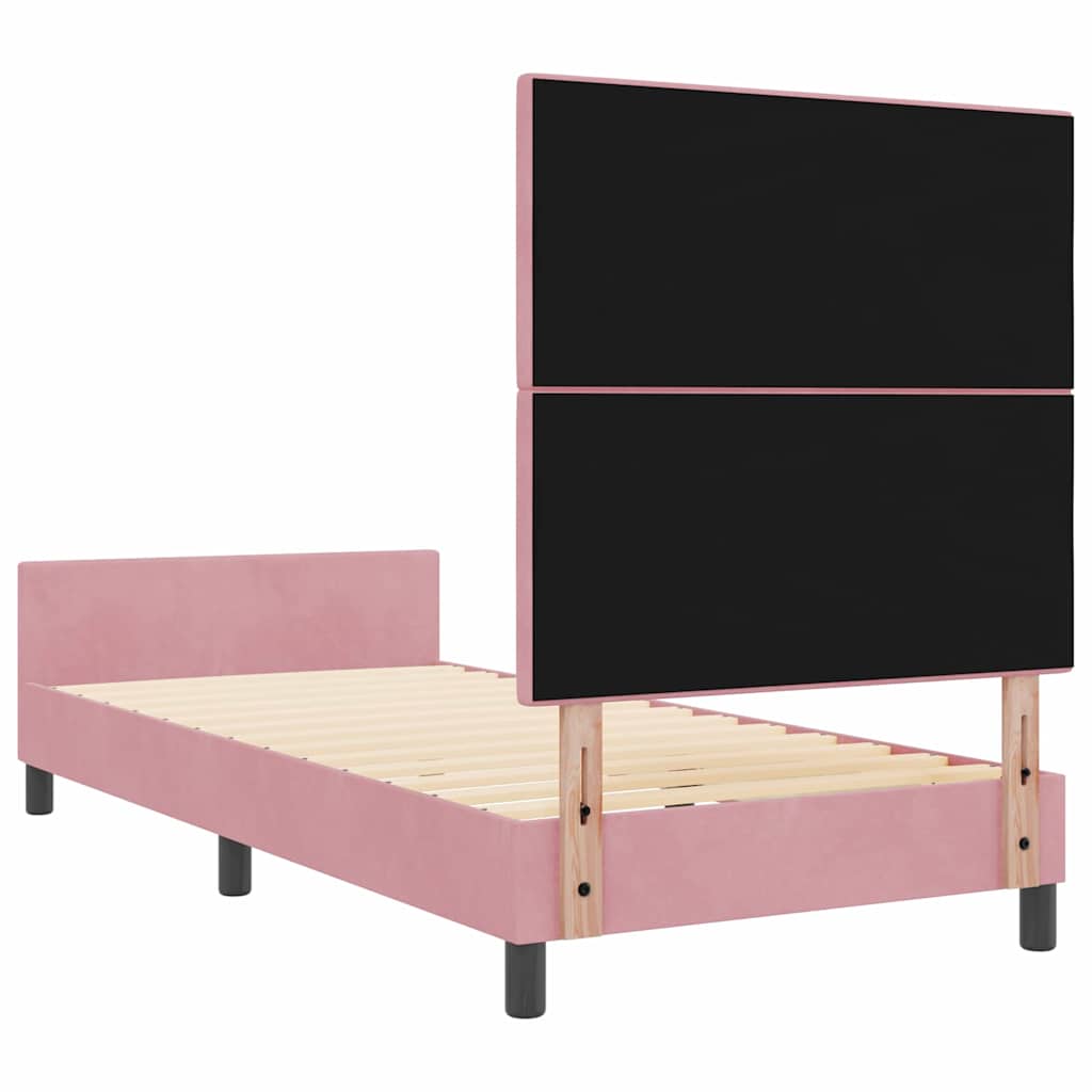 vidaXL Łóżko sprężynowe Z zagłówkiem Różowy 80 x 200 cm Aksamit