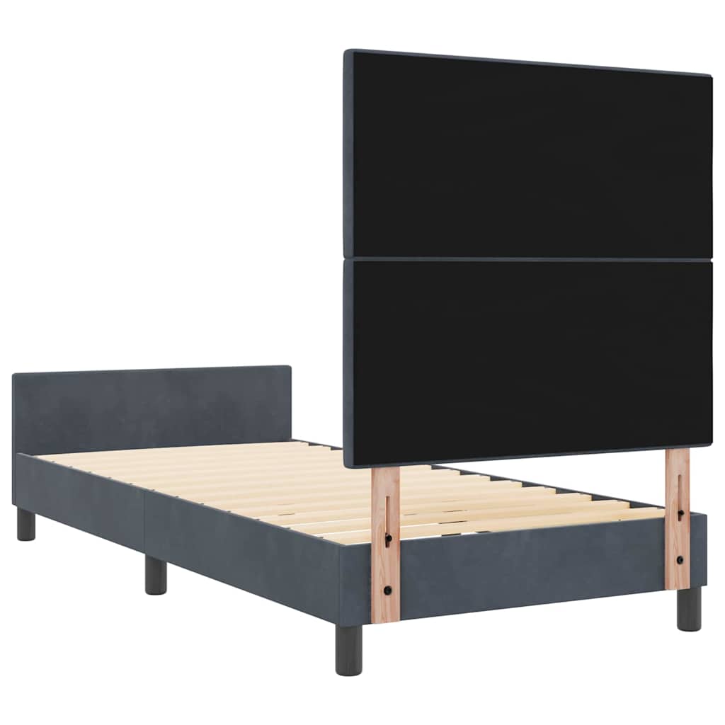 vidaXL Łóżko sprężynowe Z zagłówkiem ciemno szary 90 x 190 cm Aksamit